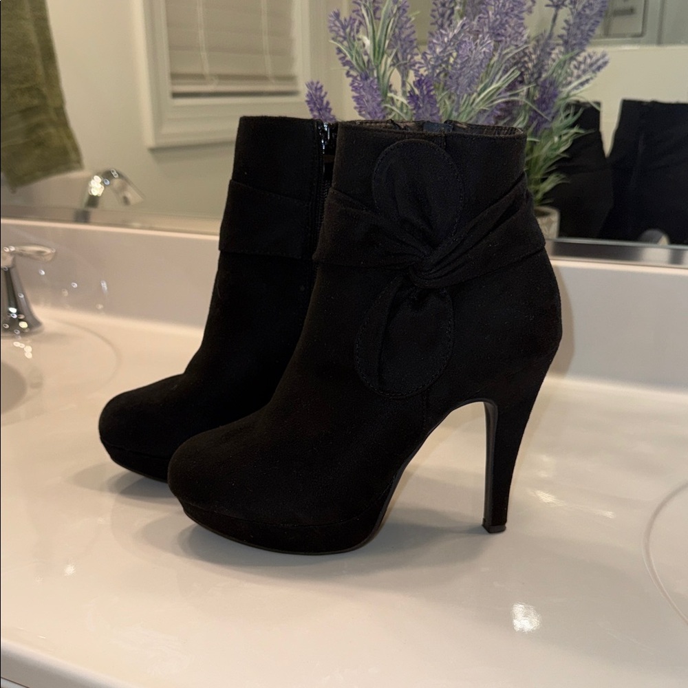 Elegant Black Suede High-Heel Ankle Boots - Women's